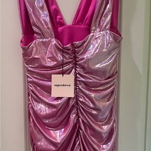 Pink metallic mini dress